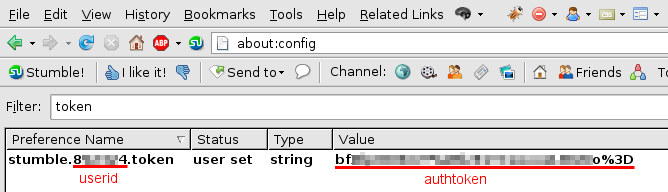 Finding the StumbleUpon AuthToken