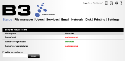 ecryptfs web interface